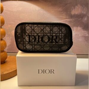 Authentic Dior Beauty Black Mesh Pouch / Cosmetic Bag